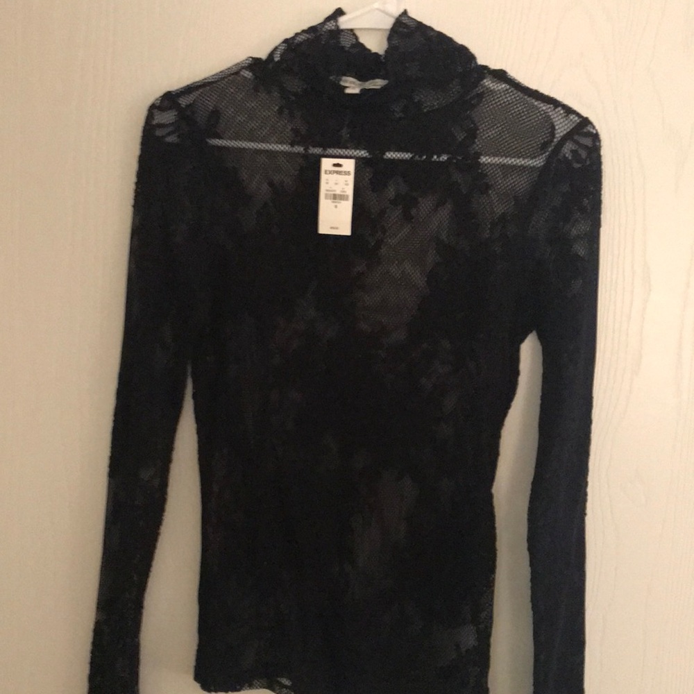 Express lace fitted turtleneck